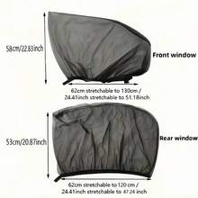 夏季黑色汽车遮阳帘，防蚊虫通用网状遮阳帘，隔热，隐私帘，透气网状窗户 - 4pc一組車窗防曬網紗 - 查看 5