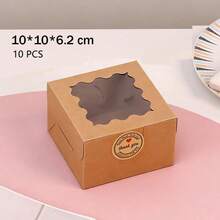 10 Dessert Packaging Boxes, Kraft Paper Boxes, Cake Baking Packaging, Multi-Color Biscuit Small Boxes Paper Cupcake Packaging Box, Egg Tart Box, Window Box, Dessert Packaging Box Cake Box ,3 Sizes, Cake Baking Packaging Box, Holiday Cake Decoration Box,Birthday Gift Packaging Box, Dessert Box - View 13
