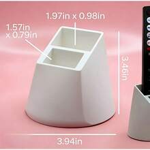 Dual Slot Remote Control Holder, Can Accommodate 2 Remotes, Minimalist Black And White Design, Suitable For TV, AC, Lighting Remotes And Office Supplies, Practical Desktop Organizer Stand - Multicolor - View 4