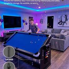 ShiningLove 7-Foot 3-In-1 Multi-Game Table, Air Hockey Billiards Table Tennis Combo With High-Performance Airflow, Flip Top & Full Accessories For Game Room - Blue - View 5