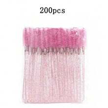 一次性睫毛刷/睫毛膏刷/眉刷/螺旋刷，水晶手柄迷你化妆工具，适用于睫毛嫁接和眉毛造型，50/100/500支装 - 黑色 - 查看 10