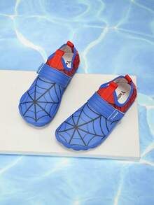 儿童夏季水鞋一双，蜘蛛网图案透气网面蓝色低帮魔术贴鞋，速干赤足男童沙滩鞋，舞蹈鞋，室内健身瑜伽跑步跳绳多功能训练鞋 - 藍色 - 查看 13