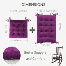 ELFJOY - Juego de 2 cojines mecedoras grandes con corbatas respaldo alto y cojín de asiento color morado - Morado - Ver 2