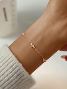 1pc S925 Sterling Silver Inlaid Romantic Heart Bracelet, Women's Fashion Personalized INS Style Minimalist Petite Delicate Sweet Elegant Versatile Jewelry Gift - Love - View 13