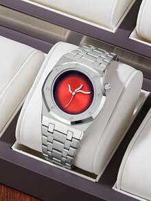 1PC 男士新款奢华石英表 个性化腕表 扭曲表盘 独特波浪指针 时尚商务休闲男士腕表 - 均碼 - 查看 12