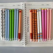 Juego de 9 bolígrafos redondos con forma de animales, borrables, con recambios de tinta azul de 0,7 mm; escritura suave y neutra que permite borrar fácilmente los errores, ideal para exámenes, ejercicios de práctica y toma de notas de estudiantes; útiles escolares/regalos de Navidad/regalos del Día de San Valentín - Conjuntos - Ver 4