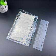 Cuaderno de hojas sueltas transparente de PVC con degradado de cielo estrellado en tamaño A5/A6, álbum de fotos DIY, scrapbook hecho a mano, organizador de tarjetas y postales - multicolor - Ver 3