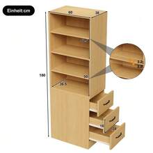 Extra Narrow 180cm High Bookcase With Side Drawers - Adjustable Shelves, Interchangeable Left And Right, Suitable For Small Spaces - Sideboard, Living Room Furniture, Bookcase - 1PC - View 5