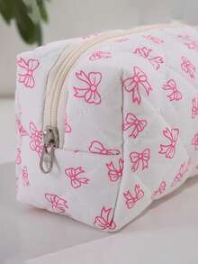 1 pieza Estuche de lápices con lazo de una sola capa, bolsa de almacenamiento espaciosa para artículos de papelería, diseño de apertura amplia para un fácil acceso, un neceser de lápices de moda imprescindible para la temporada de regreso a clases - Una pieza - Ver 6