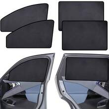 4pcs/Set Universal Car Sunshade, Summer Sun Protection, Foldable Magnetic Side Window Sun Visor, Front And Rear Window Sunshade, Car Accessories - A - View 2