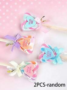 1支/2支/4支装心形棒棒糖圆珠笔，0.7毫米，日记本、返校必备及学习用品 - 愛心糖果原子筆 - 查看 10