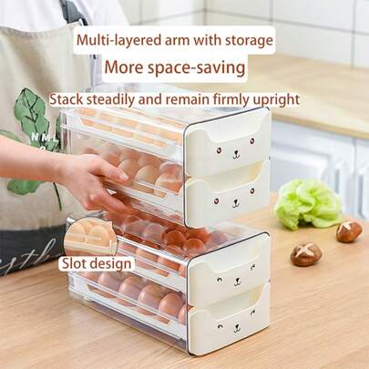 1 hộp đựng trứng 18/36 ngăn, hộp bảo vệ trứng một lớp/hai lớp dùng trong tủ lạnh, hộp đựng trứng gà và trứng vịt có thể kéo ra, thích hợp cho tủ lạnh và tủ bếp.