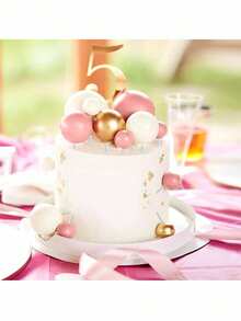 48pcs Spherical Cake Decorations Mini Balloon Paper Cupcake Decor Foam Cake Balls Blue Or Pink Cake Balls Decor For Birthday Party, Wedding Anniversary, Christening, Gender Reveal Party (Please Use After Installing The White Tube. The Spherical Surface Should Not Contact The Cake.) - Multicolor - View 8