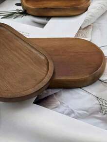 1个木质托盘，餐盘，多功能盛菜盘，适合家庭、餐厅和派对使用，可用作早餐托盘、蛋糕托盘、面包托盘、厨房托盘、茶具托盘，厨房用品，圣诞礼物 - 彩色 - 查看 4