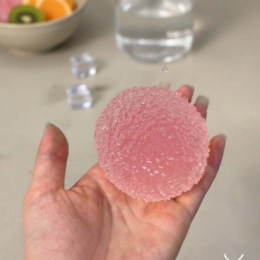 1pc Handmade Squishy Ball, Maltose Grass Ball Mochi Texture Toy, Handcrafted Slow Rising Stress Ball, Finger Suction Decompression Fidget Toy - Hồng - Xem 1