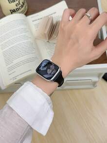 1条优雅友谊真皮表带，兼容苹果手表女士运动版38mm 40mm 41mm 42mm 44mm 45mm 46mm 49mm，兼容苹果手表Ultra 10/9/8/7/6/5/4/3/2/1 SE系列表带 - 黑色 - 查看 2