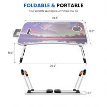 Folding Table, Study Folding Table, Office Folding Table, Bed Folding Table, Multifunctional Folding Table, Outdoor Folding Table, - 折疊桌-紫色夕陽 - 查看 3