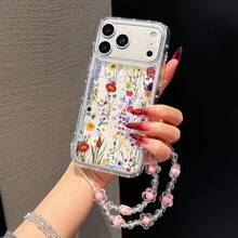 1 Set Plum Blossom Bracelet + Colorful Floral Pattern TPU Airbag Transparent Phone Case, Suitable As Birthday And Christmas Gift For Couples, Girlfriends, Daughters, Teenagers, Compatible With Samsung Models - شفاف - مشاهدة 2