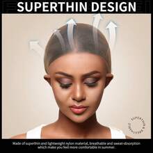 2条装天鹅绒假发固定带，配4个高清假发帽，可调节防滑头带，专为女性设计，可固定假发，柔软透气的魔术贴绑带，适合初学者和日常使用。 - 查看 8