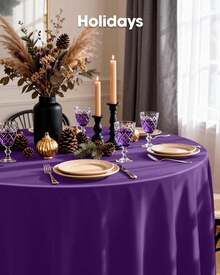 4/8/12 84 Inch Round Disposable Tablecloths, Thickened Waterproof PEVA Plastic Table Covers For Party, Wedding, Banquet & Daily Use - Purple - View 9