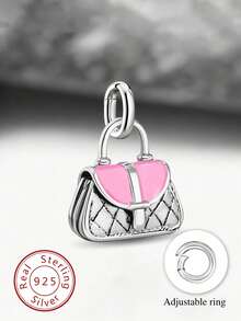 1pc Minimalist Unique 925 Sterling Silver Enamel Fashion Wallet Pendant, DIY Jewelry Accessory, Suitable For Men And Women - Style 7 - View 2
