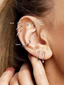 1 pièce Boucles d'oreilles créoles en acier inoxydable de 6 à 16 mm, boucles d'oreilles rondes à charnière, créoles pour cartilage, boucles d'oreilles clip-on sans soudure, résistantes à la rouille et à la corrosion, confortables à porter, convenant aux boucles d'oreilles/anneaux de nez/anneaux de cartilage/anneaux de lèvre, unisexe, convenant pour un port quotidien, les fêtes, les festivals, les sorties - Acier - Voir 7