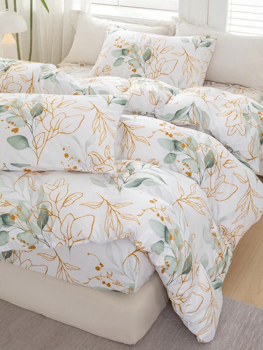 Juego de ropa de cama de 3 piezas con estampado floral, de tela de microfibra suave y transpirable, cómodo para todas las estaciones, lavable a máquina, resistente al desvanecimiento, a las pelusas, al encogimiento y a las arrugas, adecuado para la decoración de dormitorios con estilo bohemio/rústico/moderno, se ajusta a camas King/Queen/Full, ideal para el hogar, dormitorio, apartamento, hotel, alquiler vacacional y como regalo - Multicolor - Ver 1