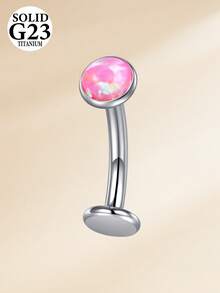 14G钛合金肚脐环 - 粉色圆形锆石肚脐环，女士款，锆石心形蛋白石肚脐穿孔，银粉色 - 銀色 - 查看 8