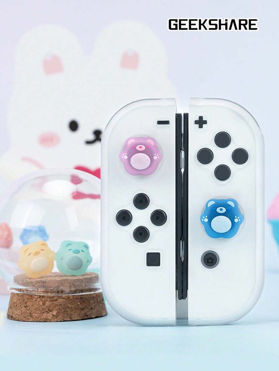 GeekShare 4 piezas de tapas de botones con diseño de oso, compatibles con 2017/OLED/Lite - Ver 1