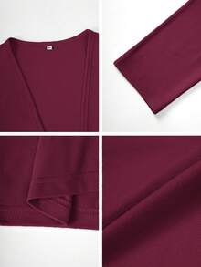 Áo khoác cardigan dệt kim Vera Lane dành cho nữ, phong cách Y2K giản dị, dễ thương, màu trơn, không cài cúc, phù hợp cho các buổi hòa nhạc và các dịp khác, nhẹ nhàng và đa năng, phong cách nghỉ lễ biển, trang phục lễ hội âm nhạc Phục Sinh. - Màu Đỏ Sâu - Xem 11