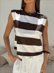 Áo tank top nữ thanh lịch, thoải mái, kẻ sọc đen trắng, thích hợp cho kỳ nghỉ hè, đi biển, mặc hàng ngày, đi làm, đi chơi, chạy bộ, đi học. - Đen và trắng - Xem 6