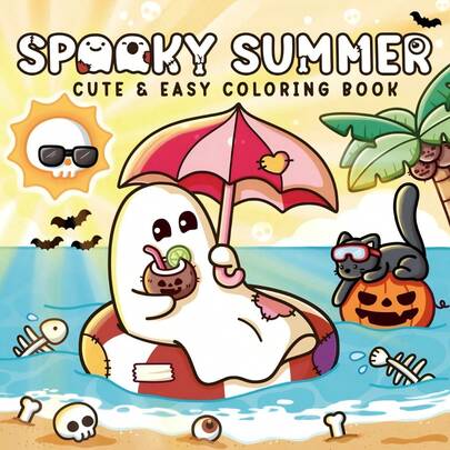 诡异夏日：成人和青少年涂色书，可爱又诡异的角色享受夏日时光，简单易上手的设计，助您放松身心（诡异 - 可爱 - 简单涂色）