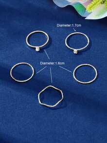 5pcs/set Fashionable Silver Women Ring Set - Silver - View 6