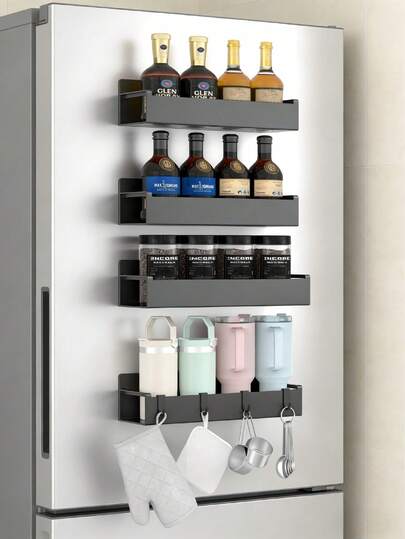 1/2/4-packs magnetische opbergrekken/organizers – Zwart, wandplank zonder boren met sterke magneet, eenvoudig te installeren, afneembaar ontwerp, multifunctioneel voor keukenopslag en accessoires, badkameraccessoires, kampeeruitrusting, paascadeaus – Perfect voor koelkast, wasmachine, magnetron, slaapkamer, voorraadkast, kruidenrek, bijzettafel, voor thuisgebruik en hobbyisten.