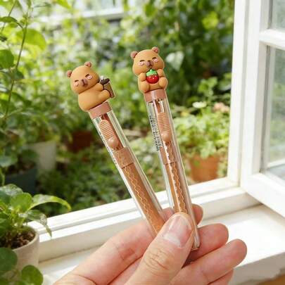 4 pièces Gommes rétractables Capybara à bouton-poussoir créatives, fournitures de papeterie de dessin animé mignon, convient comme prix et cadeaux pour étudiants, couleurs aléatoires