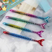 5pcs Creative Cute Fish Tail Shaped Ballpoint Pens, Fish Tail Inspired Stationery, Black Ink Pens, Suitable For Exams, School Prizes, Office Supplies, Gifts, Back To School, Holidays - Sets - View 8