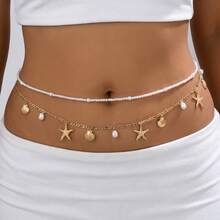 European And American Conch Shell Pendant Waist Chain Bikini Pearl Scallop Body Chain Wholesale Vacation Style Beach Accessories - Starfish 2 Pearl Style - View 12