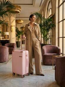 Carry-On Suitcase For Domestic And International Travel, 4 Double Wheels, 360° Rotating Lock, Built-In Padlock - 淺粉色 - 查看 2