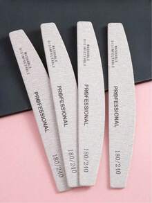 7pcs Grey Crescent Shaped Thin Nail Files 180/240 Grit Wooden Manicure Tools - Light Grey - View 3