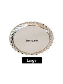 1个欧式不锈钢螺旋边托盘，下午茶蛋糕水果盘，甜点盘，家用餐桌托盘 - 銀色 - 查看 13