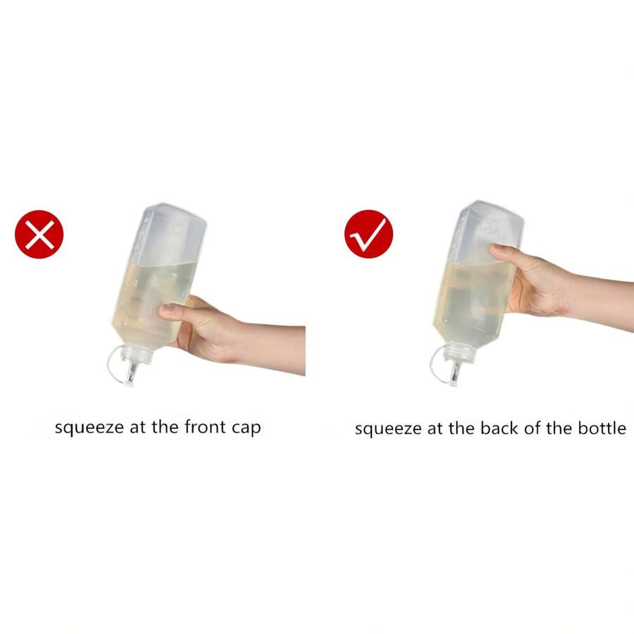 1pc Squeeze Sauce Bottle! Leak-Proof Design + Clear Measurement Scale, With Lid Seasoning Bottle, Suitable For Grilling, Salad And Baking - 0.6L/0.8L/1L (20oz/27oz/33oz) - Transparent White - View 1