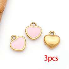 3个心形珐琅吊坠 不锈钢珐琅心形吊坠 迷你心形情人节吊坠 带环 DIY饰品制作手链 - 愛心 - 查看 18