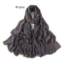 1pc Women's Chiffon Beaded Scarf, Malaysian Headscarf, Fresh And Sweet Long Scarf - Multicolor - View 27