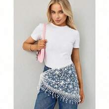 1pc 2026 New Floral Lace Scarf & Headscarf Set For Women, Lightweight & Breathable, Suitable For Weddings, Parties And Formal Events - Màu trơn - Xem 8