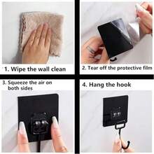 20/1pc Black Traceless Hooks Multifunctional Wall Strong Adhesive Hook Clothes Hook Bathroom Kitchen Accessories - A - View 7