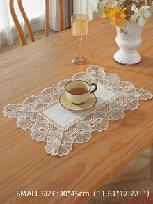 1 pieza Camino de mesa de encaje 100% poliéster lavable, decoración del hogar minimalista y elegante, resistente al calor y a las manchas, tapete de mesa de comedor adecuado para comedor, cocina, sala de estar, interior y exterior, disponible en múltiples tamaños y colores - Café integral - Ver 4