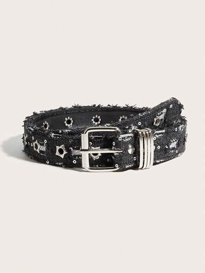 1 chiếc thắt lưng kiểu Punk đính sao, khóa đôi, trang trí eo quần jeans thời trang Hàn Quốc.