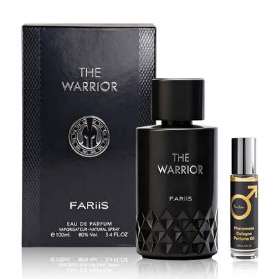 Fariis The Warrior Luxury Men's Eau De Parfum | Includes 10ml Roll-On Or 5ml Empty Travel Spray | Features Classic Fruity And Woody Accords, Embracing The Allure Of Black | Ideal For Every Occasion.