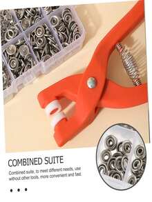 金属按扣及钳子工具套装，全新按扣紧固工具包，含钳子，五爪扣，按扣套装，含手动压接钳，适用于DIY工艺品、服装、帽子、缝纫（9.5毫米） - A - 查看 2