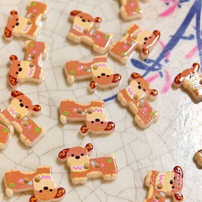 10pcs Cute Cartoon Dachshund Dog Resin Buttons, Creative DIY Craft Decorative Buttons